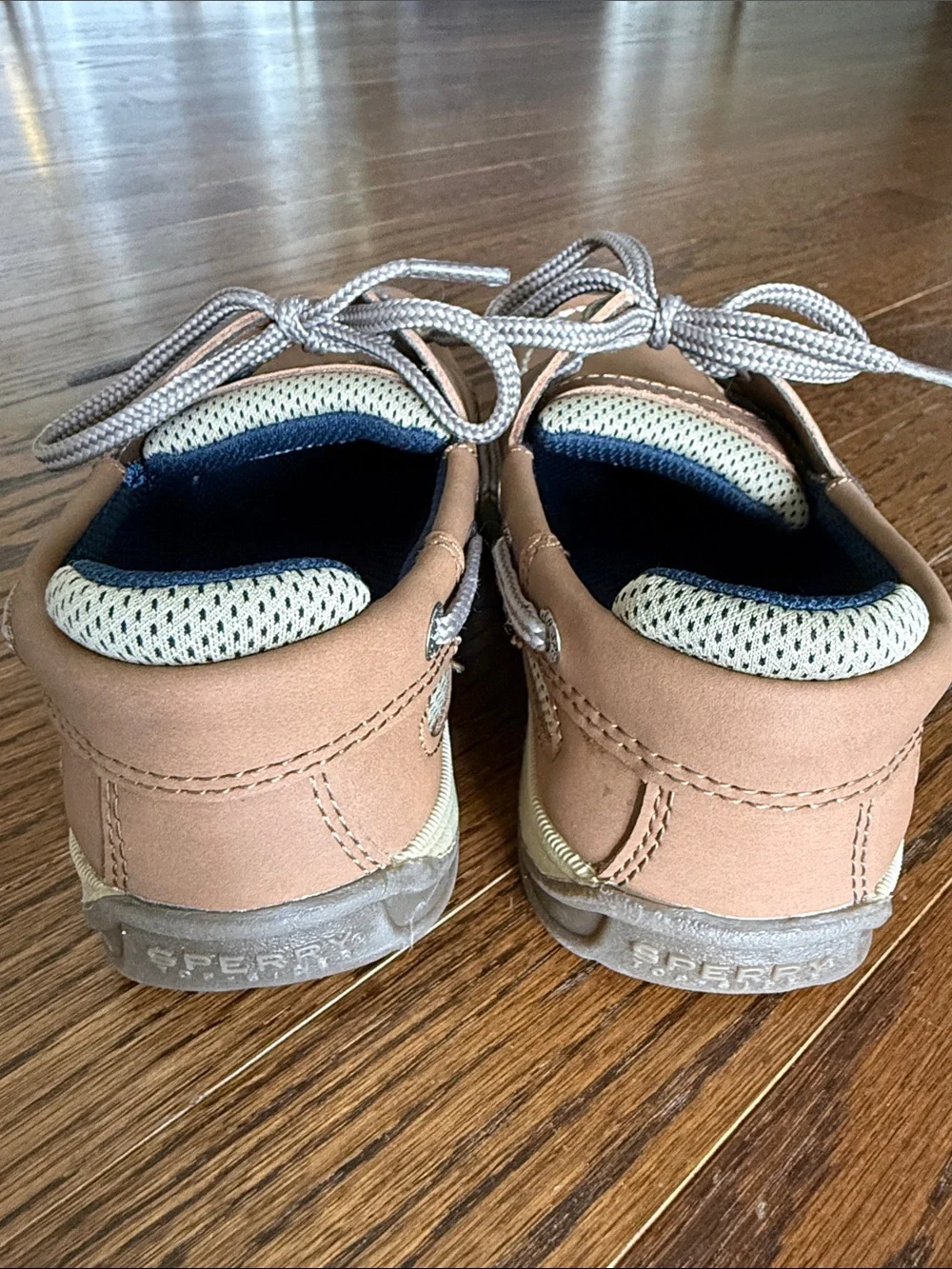 Sperry Kids Tan Leather Boat Shoes with Tan Laces